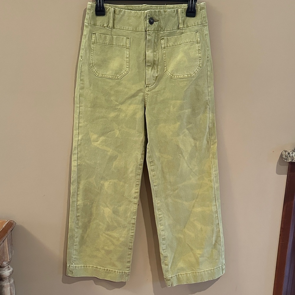 Anthropologie by PILCRO The Skipper high rise cropped pants in Moss - Picture 3 of 9
